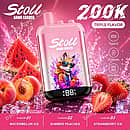 Bang Leader Stoll 200K Puffs triple flavor rechargeable vape featuring Watermelon Ice, Summer Peaches, and Strawberry Ice with a built-in LED display