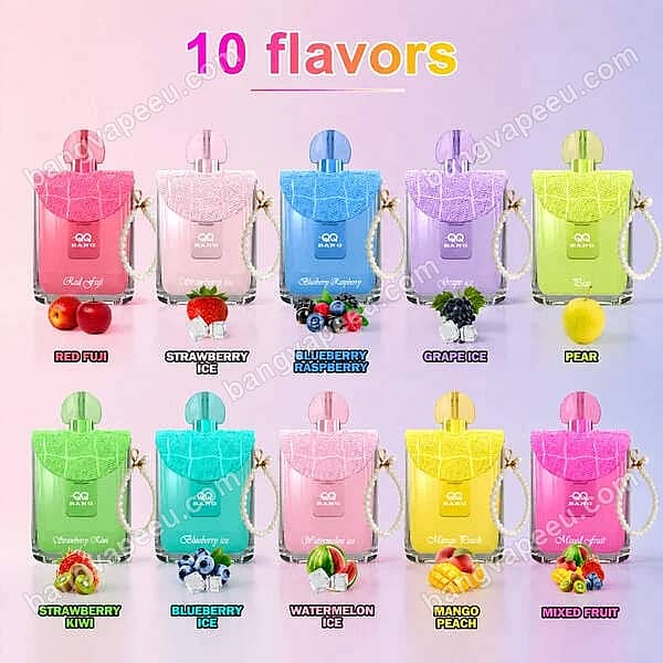 W=600,H=600,Fit=Scale Down,Gravity=Auto,Sharpen=1,Metadata=None,Format=Auto,Quality=70 Qq Bang Perfume 150K Vape Flavor Selection Showcasing Ten Different Colorful Disposable Vape Device Flavors Like Red Fuji, Strawberry Ice, And Blueberry Ice