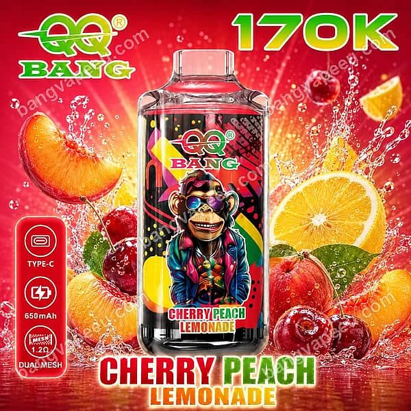 W=600,H=600,Fit=Scale Down,Gravity=Auto,Sharpen=1,Metadata=None,Format=Auto,Quality=70 Qq Bang 170K Cherry Peach Lemonade Disposable Vape Device Featuring A 650Mah Rechargeable Battery, Type-C Port, And 1.2 Ohm Dual Mesh Coil