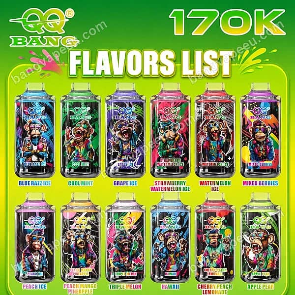 W=600,H=600,Fit=Scale Down,Gravity=Auto,Sharpen=1,Metadata=None,Format=Auto,Quality=70 Qq Bang 170K Flavors List Featuring 12 Disposable Vape Devices With Vibrant Monkey Graphics, Including Blue Razz Ice, Grape Ice, And Cool Mint