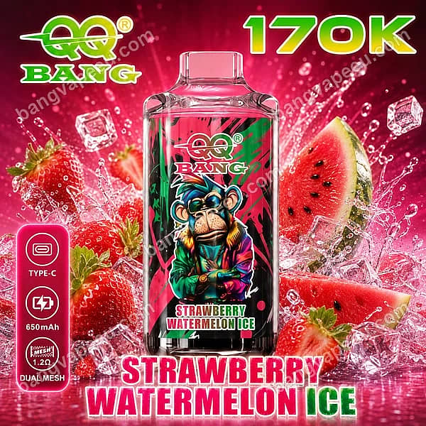 W=600,H=600,Fit=Scale Down,Gravity=Auto,Sharpen=1,Metadata=None,Format=Auto,Quality=70 Qq Bang 170K Strawberry Watermelon Ice Disposable Vape Featuring A 650Mah Rechargeable Battery, 1.2 Ohm Dual Mesh Coil, And Type-C Charging
