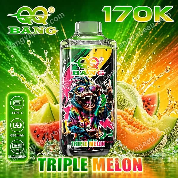 W=600,H=600,Fit=Scale Down,Gravity=Auto,Sharpen=1,Metadata=None,Format=Auto,Quality=70 Qq Bang 170K Triple Melon Disposable Vape Device With A 650Mah Type-C Rechargeable Battery, Dual Mesh Coil, And Fresh Melon Flavor Graphics