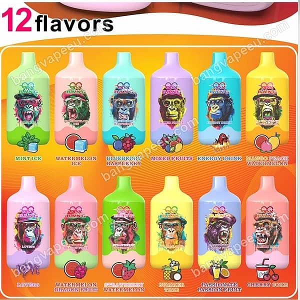 W=600,H=600,Fit=Scale Down,Gravity=Auto,Sharpen=1,Metadata=None,Format=Auto,Quality=70 Qq Bang 50K Flavor List Displaying 12 Disposable Vape Options, Including Mint Ice, Watermelon Ice, And Cherry Coke, With Colorful Gorilla Artwork