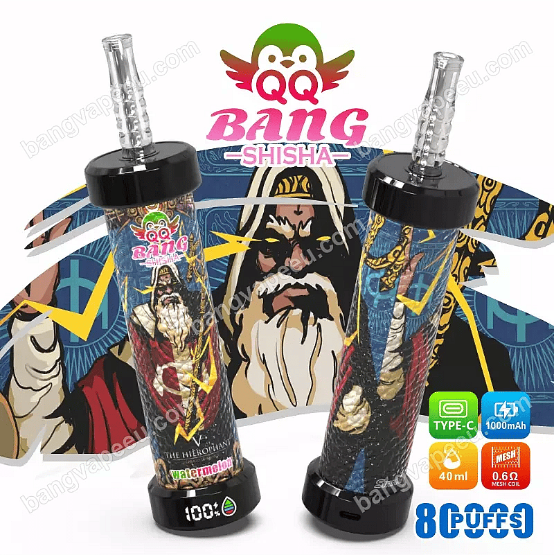 Qq Bang Shisha: vaporizador desechable de sandía con 80 000 caladas, que incluye una batería recargable de 1000 mAh, 40 ml de e-líquido, una resistencia de malla de 0,6 ohmios y una pantalla digital