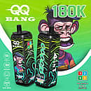 Velivape Qq Bang 180K Passionfruit Pineapple Peach Ice 4-in-1 rechargeable disposable vape with an LCD screen and dual mesh design