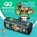 Velivape Qq Bang 180K Pineapple Coconut Strawberry Ice 4-in-1 rechargeable vape with LCD screen, dual mesh coils, and 650mAh battery