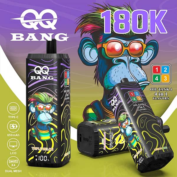 W=600,H=600,Fit=Scale Down,Gravity=Auto,Sharpen=1,Metadata=None,Format=Auto,Quality=70 Velivape Qq Bang 180K Strawberry Disposable Vape Featuring A 4-In-1 Oil Tank Design, Lcd Screen, Dual Mesh Coils, And A Cartoon Monkey Graphic