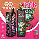 Velivape Qq Bang 180K Watermelon disposable vape featuring a 4-in-1 multi-flavor oil tank, 180,000 puffs, rechargeable battery, and an LCD display screen