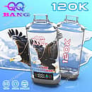 Bangvapeeu Qq Bang 120K Blueberry Raspberry Cherry disposable vape with dual mesh, 650mAh Type-C battery, LED screen, and eagle graphic