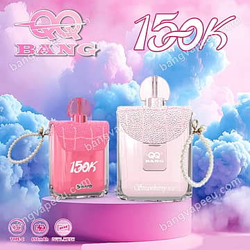 Qq Bang Perfume 150K Disposable Vape In A Purse Design With Pearl Straps, Strawberry Ice Flavor, Featuring A 650Mah Rechargeable Battery And Dual Mesh Coil