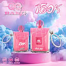 QQ Bang Perfume 150K Red Fuji disposable vape with a pink purse design, 150,000 puffs, pearl handle, 650mAh Type-C rechargeable battery, and dual mesh coils