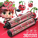 Qq Bang 30K California Cherries disposable vape with 30000 puffs, 1.2 ohm dual mesh coils, and a rechargeable 650mAh Type-C battery