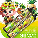 Qq Bang 30K Pineapple Ice disposable vape featuring 30,000 puffs, a 650mAh Type-C rechargeable battery, dual mesh coil, and cute cartoon pineapple graphics