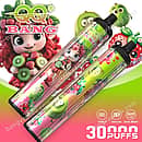 Qq Bang 30K Strawberry Kiwi disposable vape device with 30,000 puffs, featuring a rechargeable 650mAh Type-C battery and 1.2 ohm dual mesh coil
