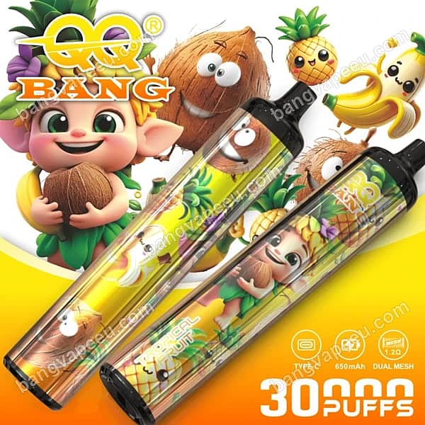 Qq Bang 30K Tropical Fruit Disposable Vape Featuring 30,000 Puffs, Dual Mesh Coil, And 650Mah Type-C Rechargeable Battery