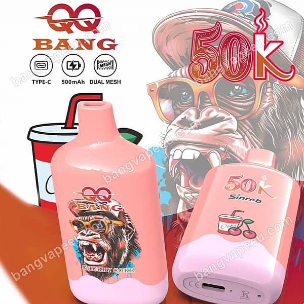 W=600,H=600,Fit=Scale Down,Gravity=Auto,Sharpen=1,Metadata=None,Format=Auto,Quality=70 Qq Bang 50K Cherry Coke Disposable Vape Device In Pink With A Gorilla Graphic, Featuring A 500Mah Type-C Rechargeable Battery And Dual Mesh Coil