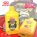 Qq Bang 50K Mango Peach Watermelon disposable vape device featuring a rechargeable 500mAh battery, dual mesh coil, and Type-C charging port