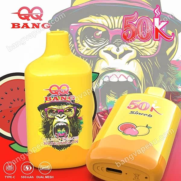 W=600,H=600,Fit=Scale Down,Gravity=Auto,Sharpen=1,Metadata=None,Format=Auto,Quality=70 Qq Bang 50K Mango Peach Watermelon Disposable Vape Device Featuring A Rechargeable 500Mah Battery, Dual Mesh Coil, And Type-C Charging Port