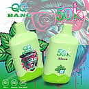 Qq Bang 50K Mint Ice disposable vape by Sinrob featuring a 500mAh Type-C rechargeable battery, dual mesh coil, and refreshing mint flavor