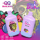 Qq Bang 50K Mixed Fruits disposable vape featuring a 500mAh rechargeable battery, Type-C port, dual mesh coil, and 50,000 puffs