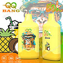 Qq Bang 50K Summer Time disposable vape featuring dual mesh coils, a 500mAh Type-C rechargeable battery, and tropical pineapple coconut flavor