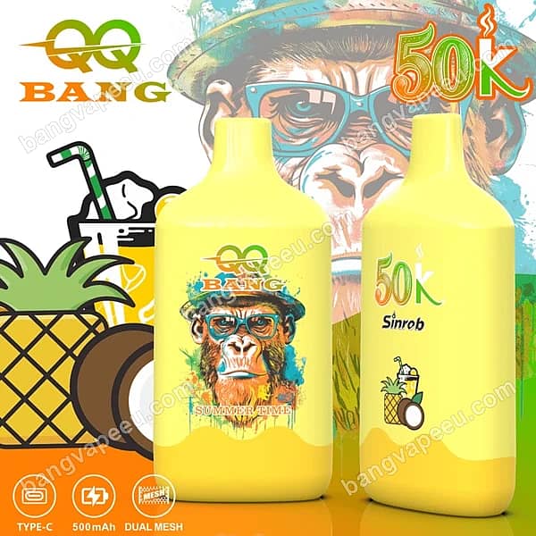 W=600,H=600,Fit=Scale Down,Gravity=Auto,Sharpen=1,Metadata=None,Format=Auto,Quality=70 Qq Bang 50K Summer Time Disposable Vape Featuring Dual Mesh Coils, A 500Mah Type-C Rechargeable Battery, And Tropical Pineapple Coconut Flavor