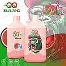 Qq Bang 50K Watermelon Ice disposable vape featuring 50,000 puffs, a 500mAh Type-C rechargeable battery, dual mesh coil, and pink gorilla design